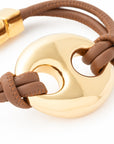 Disc leather Bracelet brown gold Vanessa Baroni