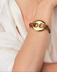 Disc leather Bracelet brown gold Vanessa Baroni