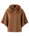 Cardigan col fourrure zippé camel