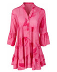 Pink floral print short dress