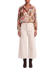 Blouse foulard beige motif automnal