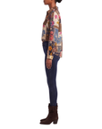 Blouse foulard marine motif automnal