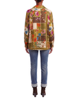 Blouse foulard olive motif automnal