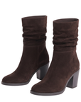 Bottines en croûte de cuir marron
