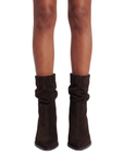 Bottines en croûte de cuir marron