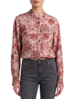 Chemisier poudre soie motif floral Interdee