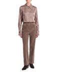 Bluse Taupe Seide Interdee Kragen Sequins