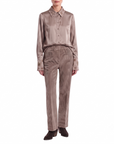 INTERDEE chemisier taupe soie col sequins