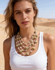 Collier court 4 rangs perles beige