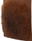 Cognac scarf with fur pockets