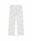 Jeans blanc FLEURS brodées