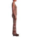 Jeans marron fleurs baroque