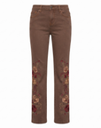 Jeans marron fleurs baroque