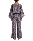 Pantalon indigo motifs marron