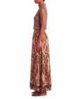 Pantalon large motif cachemire marron