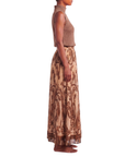 Pantalon large motif cachemire marron