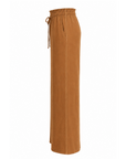 Pantalon Mariley lin fluide large cognac
