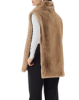 Poncho camel fausse fourrure col montant