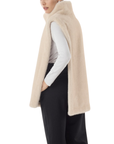 Poncho beige fausse fourrure col montant