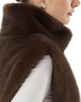 Poncho mocca fausse fourrure col montant