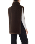 Poncho mocca fausse fourrure col montant