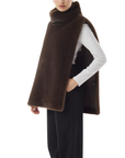 Poncho mocca fausse fourrure col montant