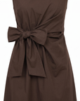 Robe longue drapée noeud chocolat