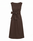 Robe longue drapée noeud chocolat
