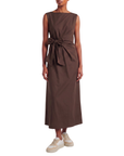Robe longue drapée noeud chocolat