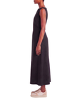 Robe longue drapée noeud noir