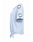 T-shirt oeillets bleu délavé