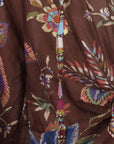 Blouse motifs fleurs marron-marine