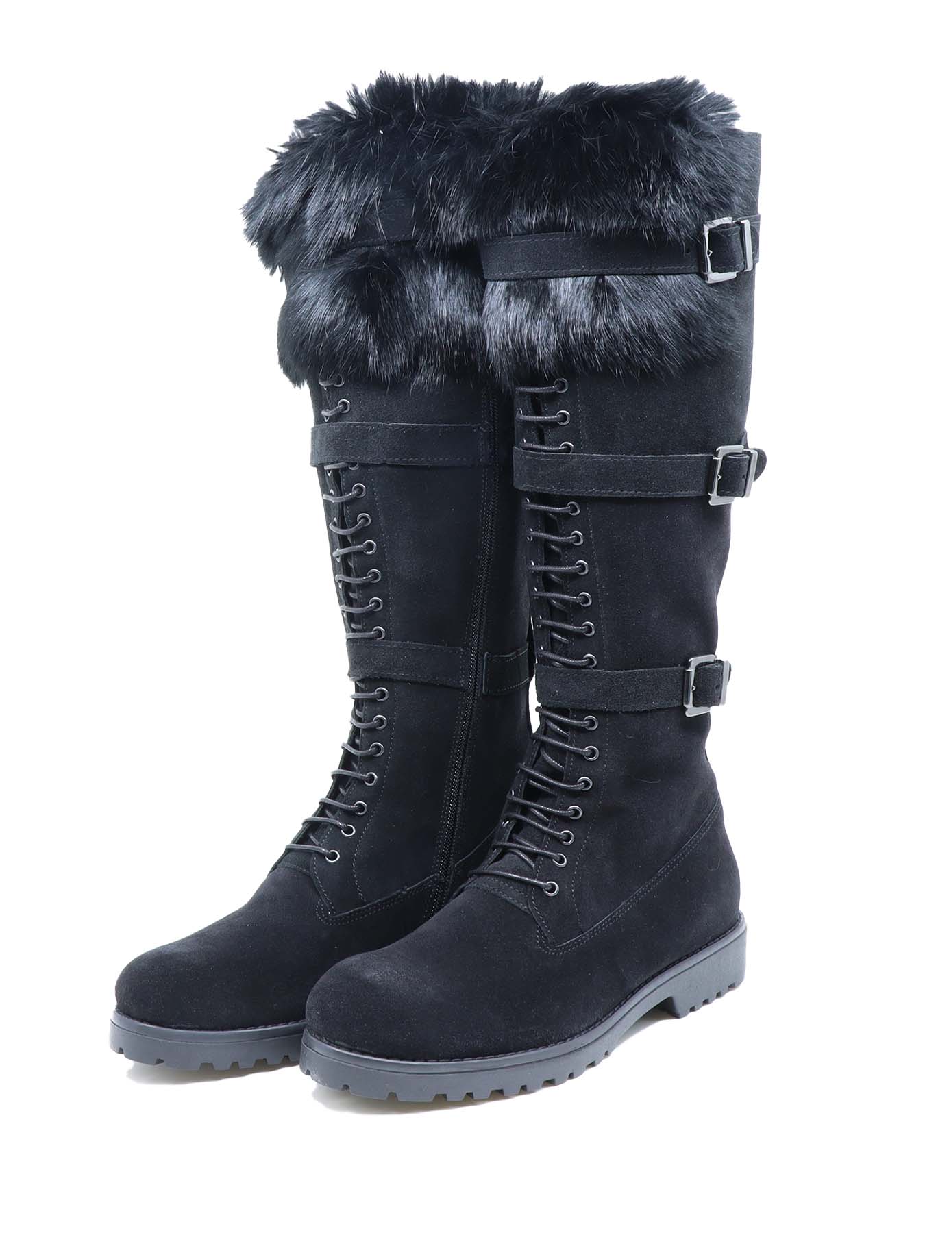 Bottes longues en croûte de cuir noir la Thuile