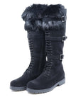 Bottes longues en croûte de cuir noir la Thuile
