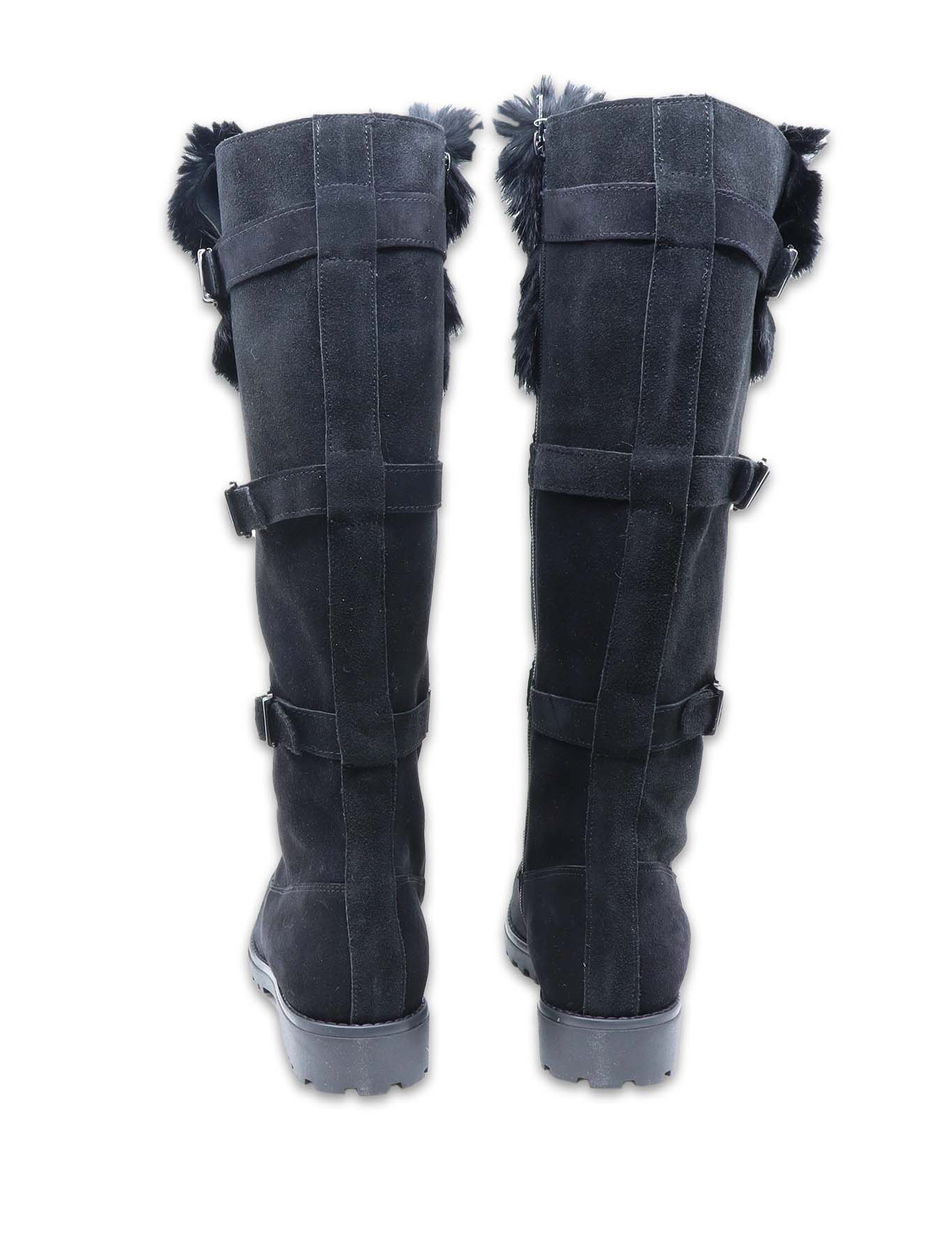 Bottes longues en croûte de cuir noir la Thuile