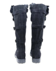 Bottes longues en croûte de cuir noir la Thuile