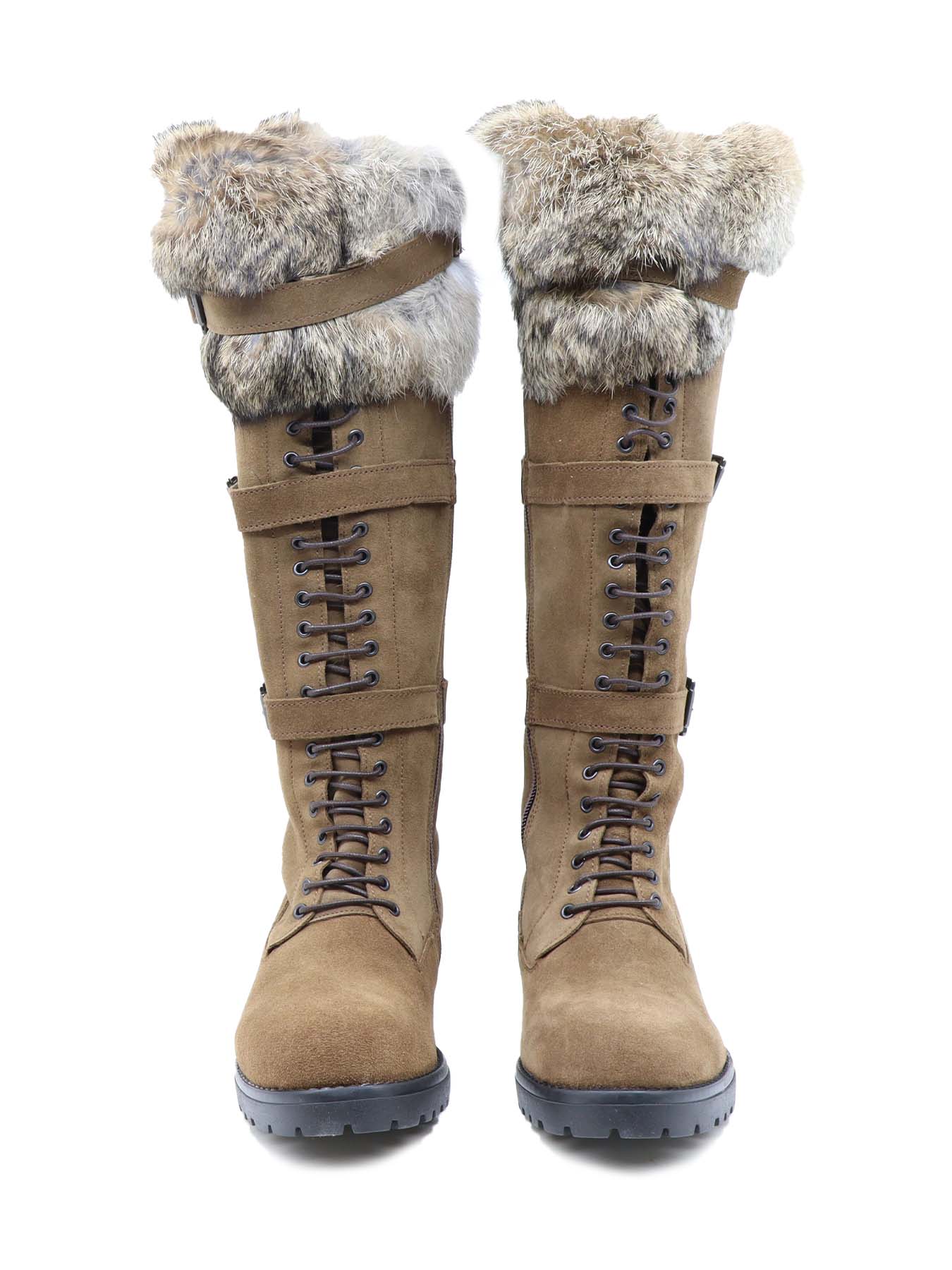 Bottes longues en croûte de cuir marron la Thuile