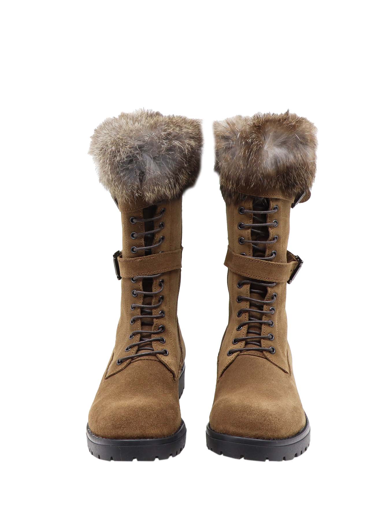 Bottes mi-longues en croûte de cuir tabac La Thuile