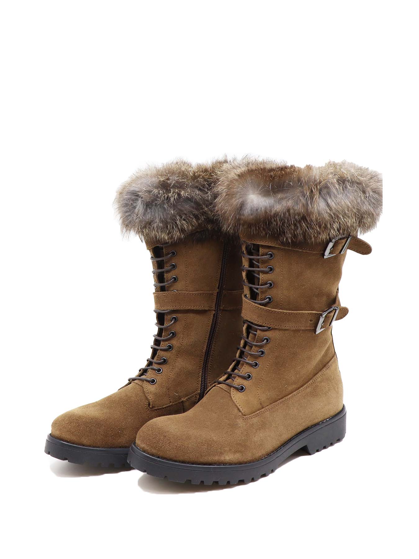 Bottes mi-longues en croûte de cuir tabac La Thuile