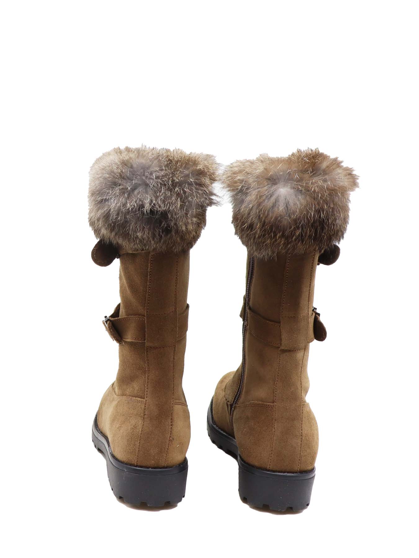 Bottes mi-longues en croûte de cuir tabac La Thuile