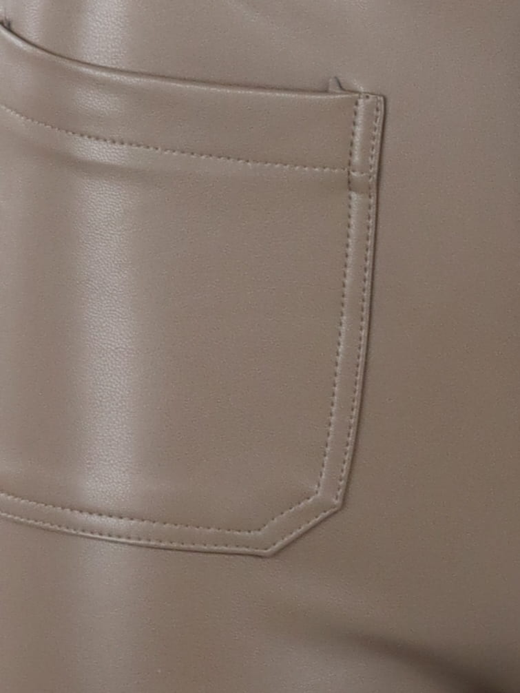 Pantalons flare cuir végane taupe