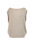 Gilet beige orné de boutons décoratifs dorés