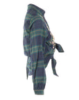 Chemise à carreaux bleu/vert broderie fleurs Carla