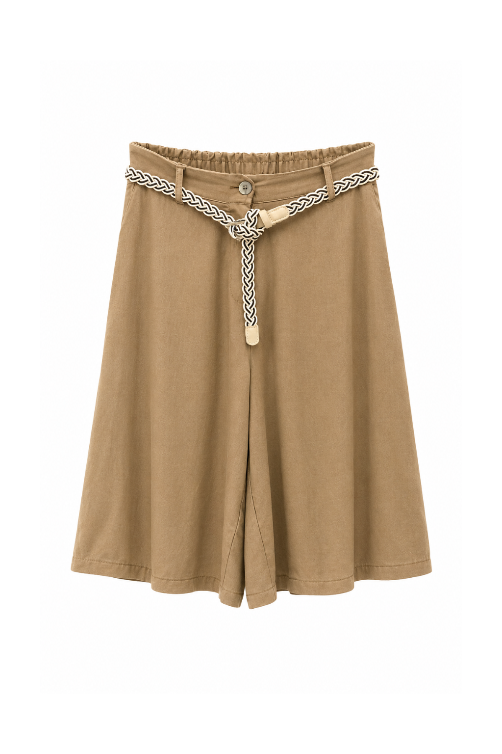 Bermuda en toile de lin fine camel