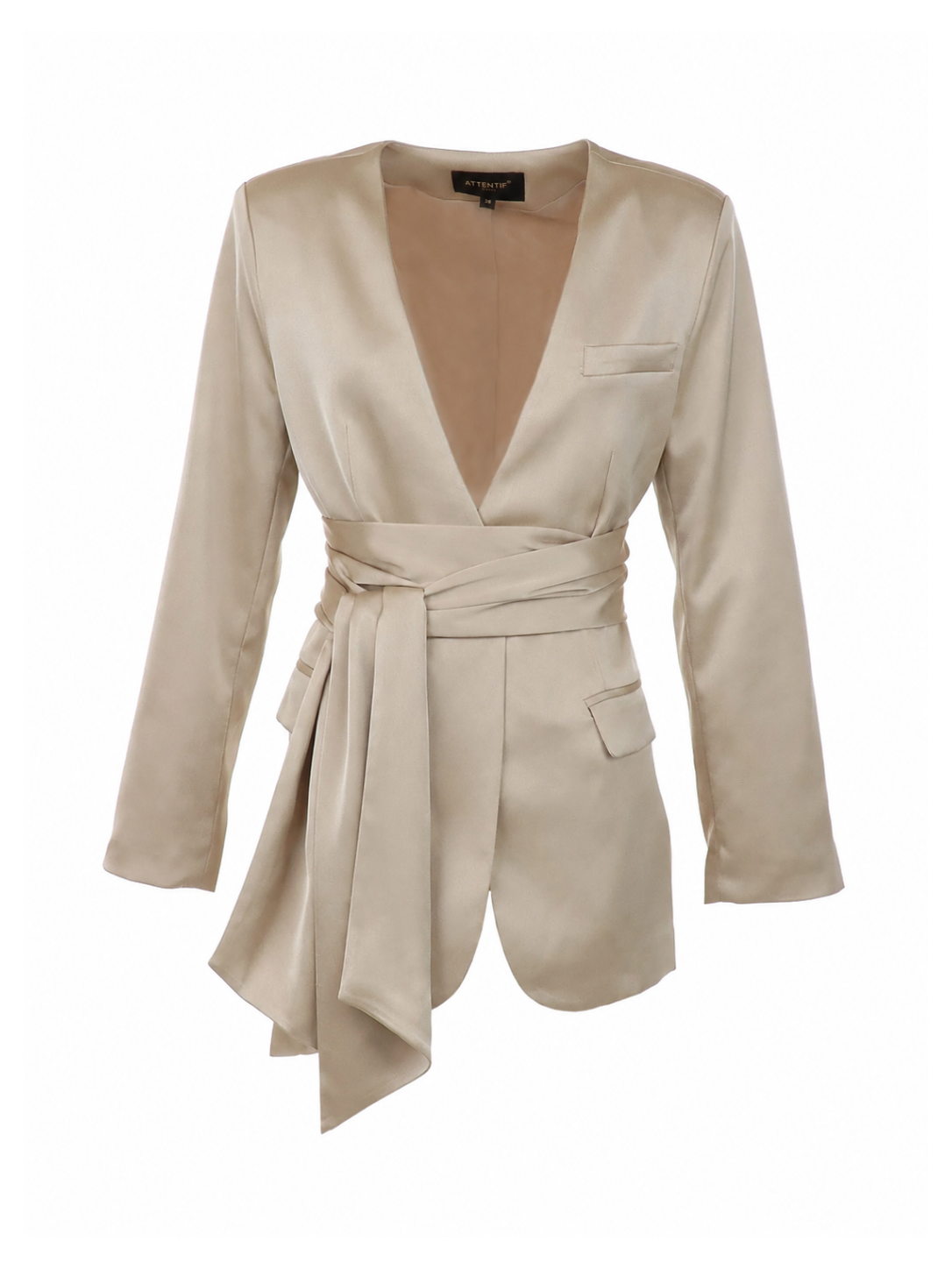 Blazer mit breitem Gürtel Beige Satin ATT