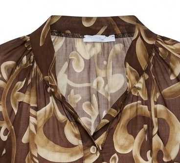 Blouse camel imprimée floral écru