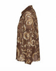 Blouse camel imprimée floral écru