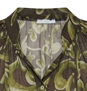 Blouse brun imprimée floral kaki