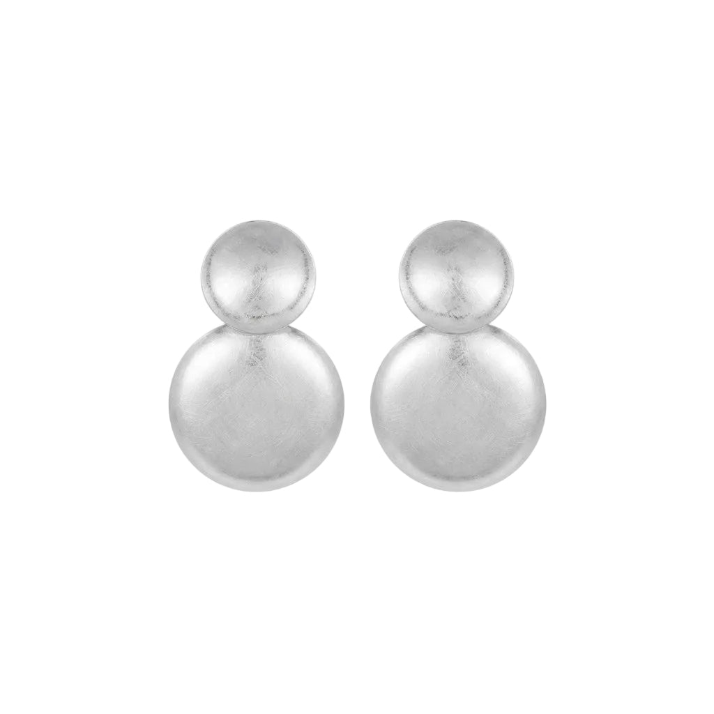 boucles d'oreilles pendant pastilles mat argenté
