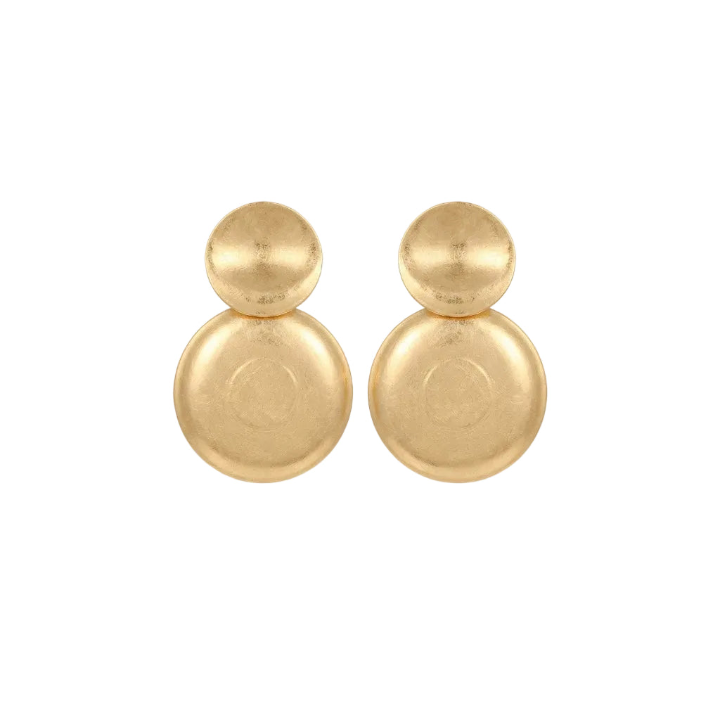boucles d'oreilles pendant pastilles mat dorées